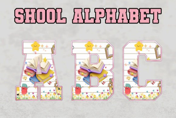 Back to School Doodle Alphabet Graphics for Crafts