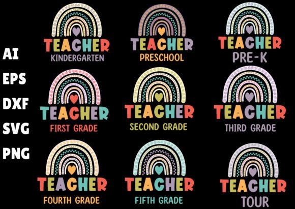 Back to School Rainbow Grade SVG Bundle for Branding and T-Shirt Designs