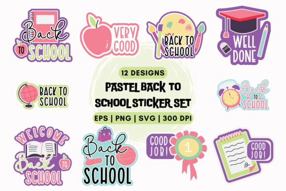Pastel Back to School Graphics for Crafts