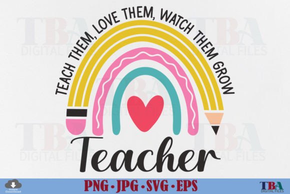 Teacher SVG, Back to School Rainbow Graphics for T-Shirt Designs
