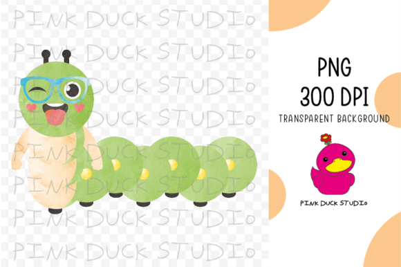 Watercolor Caterpillar Back to School Graphics for Crafts